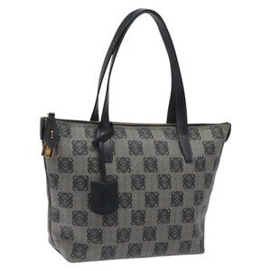 LOEWE Anagram Tote Bag PVC Black Gold Auth 122138